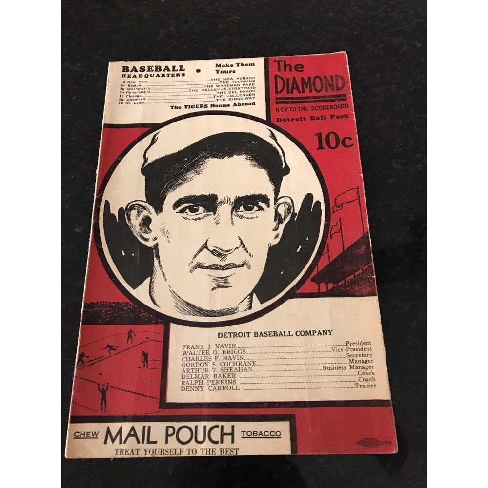 Vtg 1934 THE DIAMOND Detroit Ball Park Score Card Detroit Tigers v Philadelphia